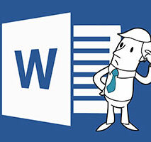 A cartoon figure appears puzzled beside a large microsoft word icon.